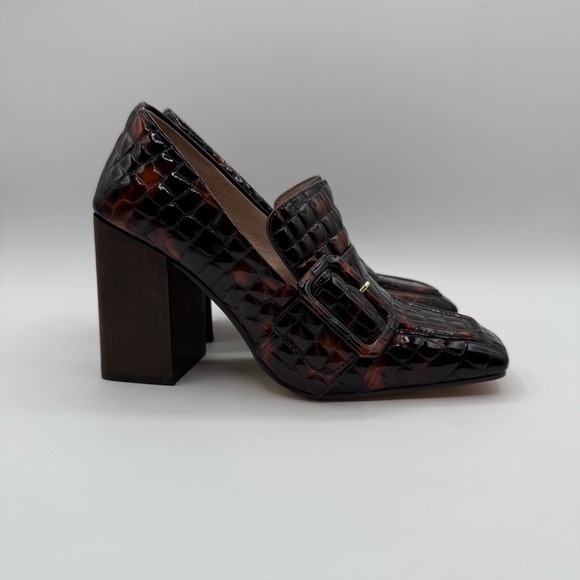 Louise Et Cie Ovidio Loafer Elegant Brown Croc Embossed Block Heel Loafers SZ6.5 - Picture 7 of 17